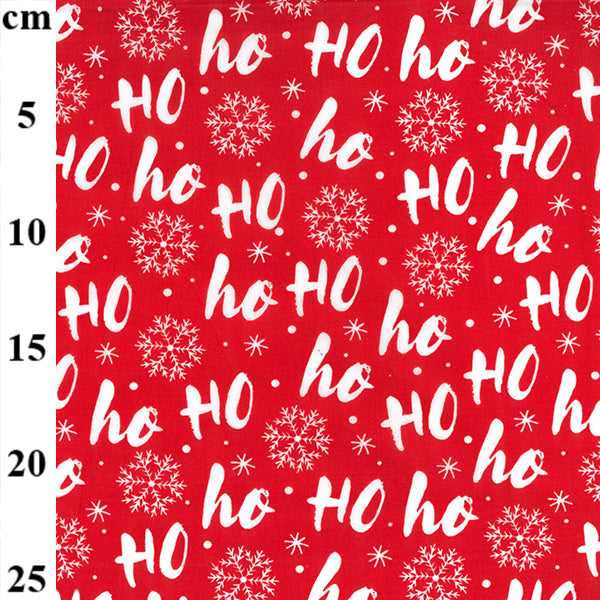 Christmas PolyCotton - Red/HOHOHO Print