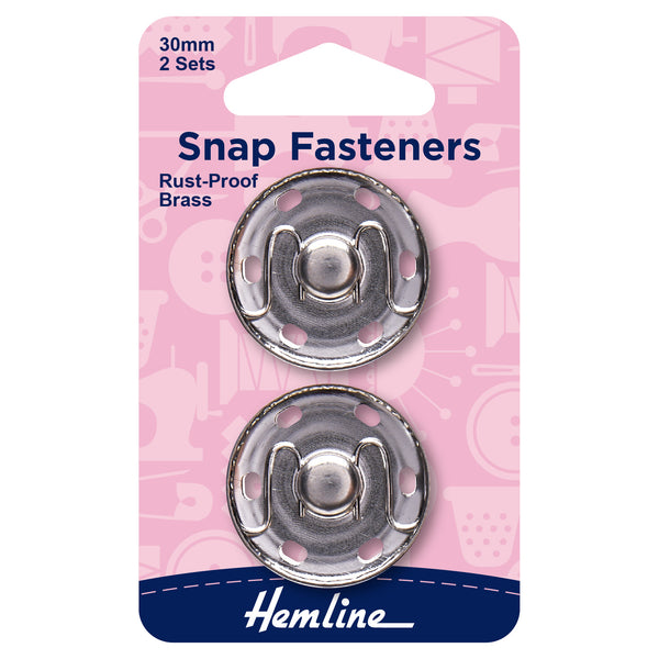 Snap Fasteners: Sew-on:  30mm