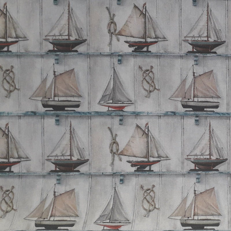 100% Cotton Fabric with Sailing Boat Print 150cm Wide  Edit alt text