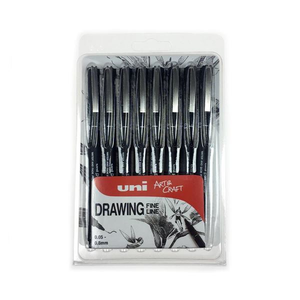 BLACK - Uni Pin Fineliner Pens & Sets