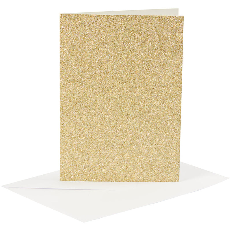 4 Pack Cards & Envelopes - Glitter Gold or White