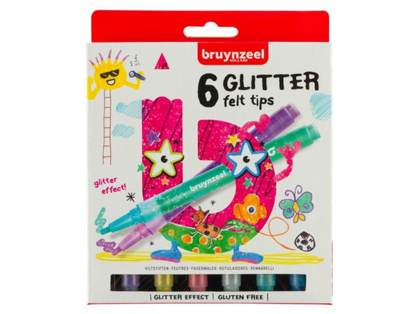 Bruynzeel Glitter Felt Pens - Set of 6