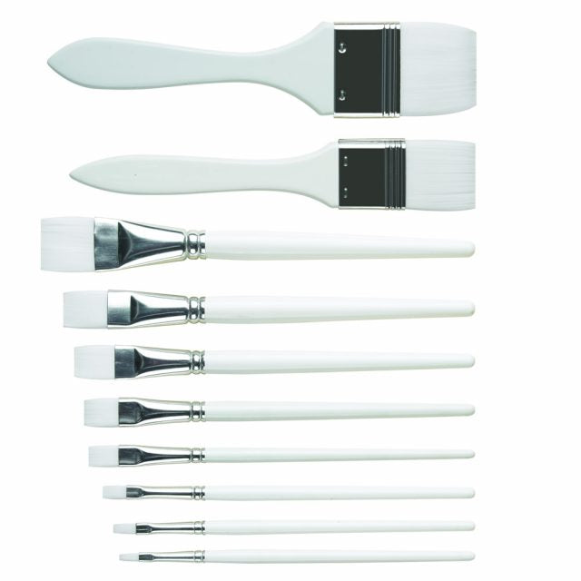 White Pro Arte POLAR Flat white nylon Brushes - Series 32