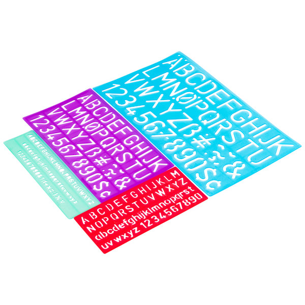 LETTERING STENCILS SET OF 4 - ASSORTED COLOURS