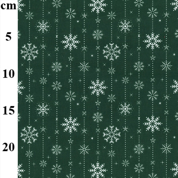 **SALE**Christmas PolyCotton - Green/Snowflkes
