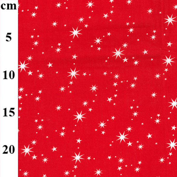 Christmas PolyCotton - Red/White Stars